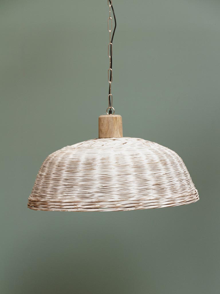 Hanging lamp white rattan Shabby - 1