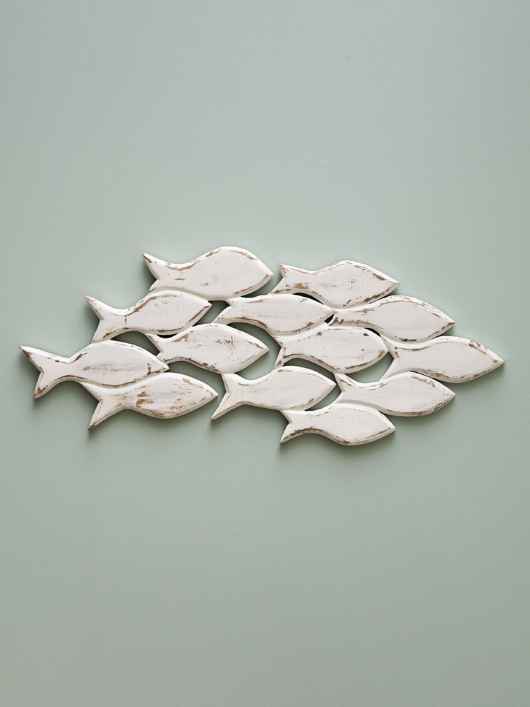Wooden deco shoal of white fishes - 1