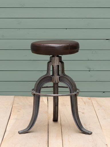 Iron stool Saloon leather seat
