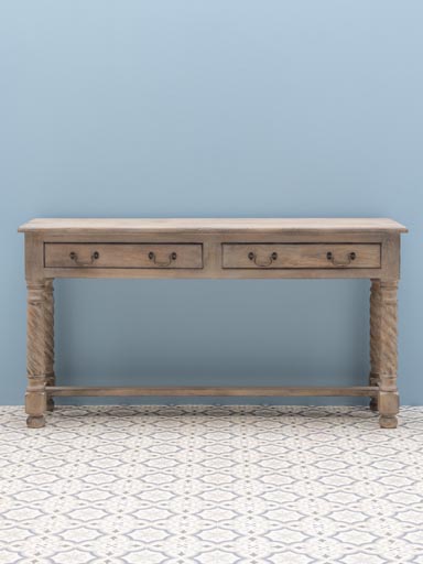 Grey console 2 drawers Touraine