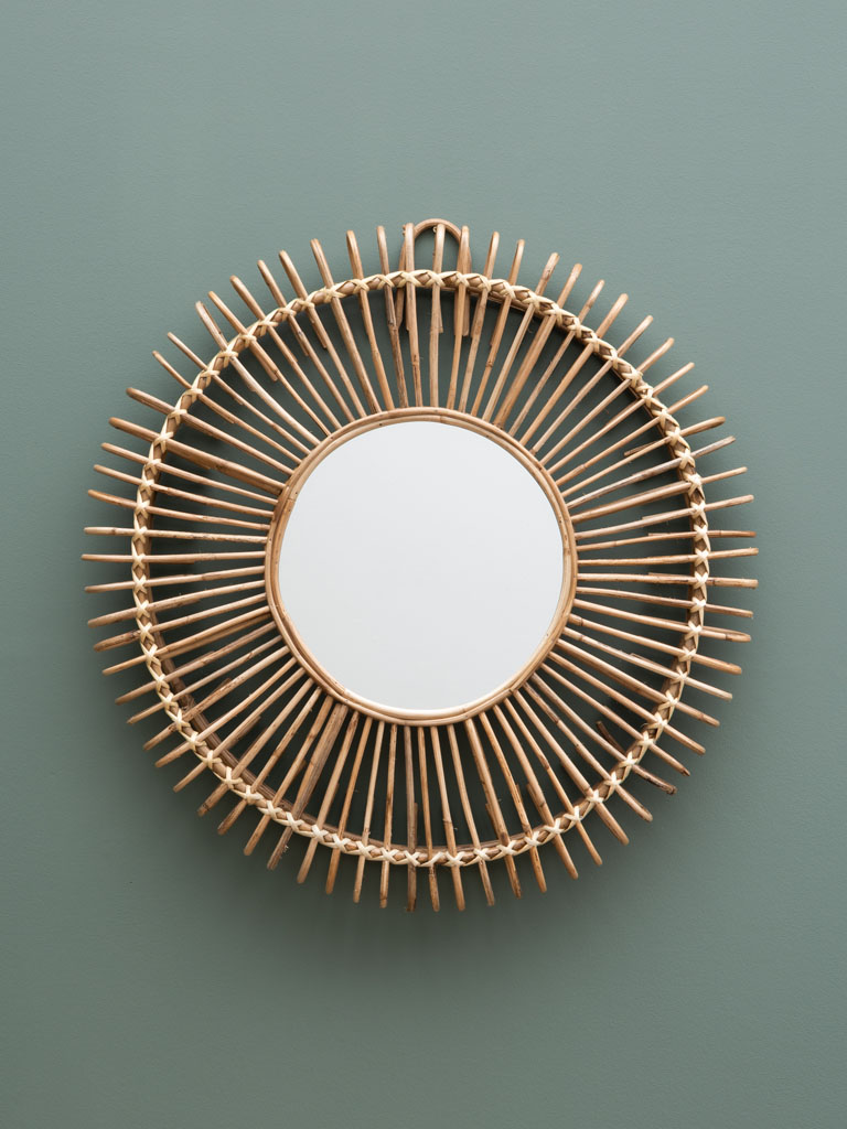 Round rattan waves mirror - 1