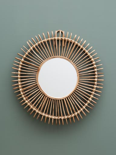 Round rattan waves mirror