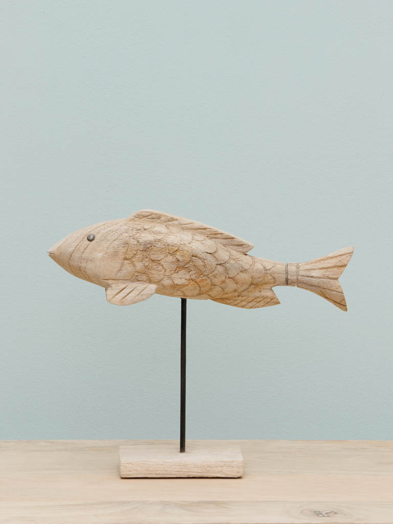 Small wooden fish on base - 1