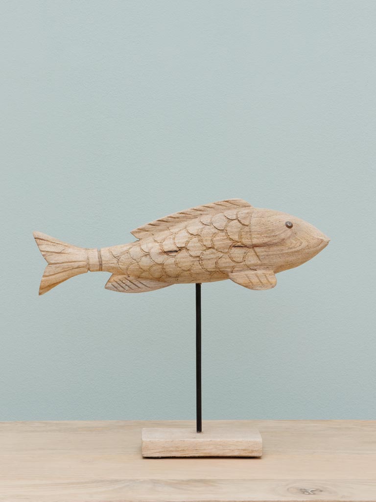 Small wooden fish on base - 3