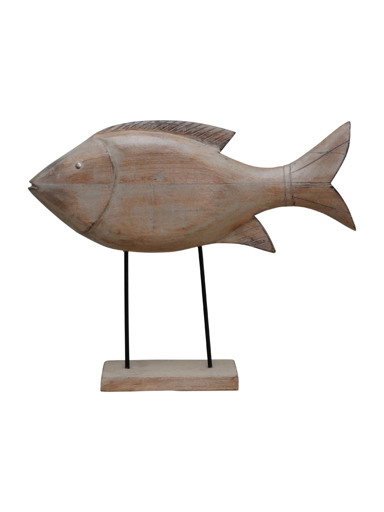 Large wooden fish on base - 2