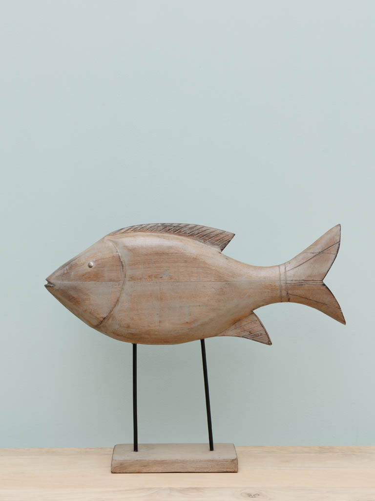 Large wooden fish on base - 1