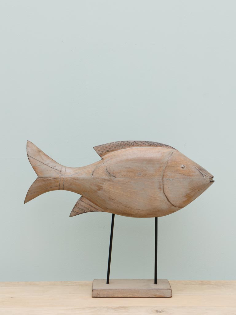 Large wooden fish on base - 3