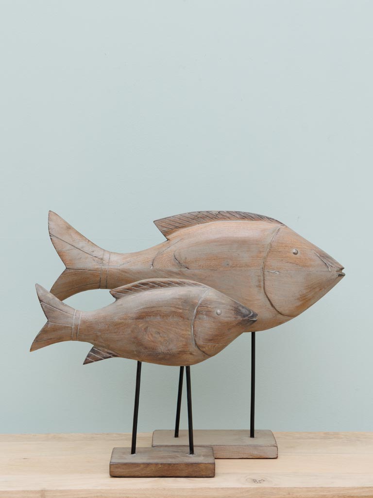 Large wooden fish on base - 5