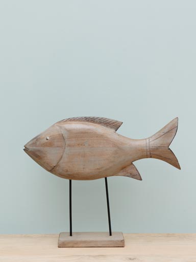 Large wooden fish on base