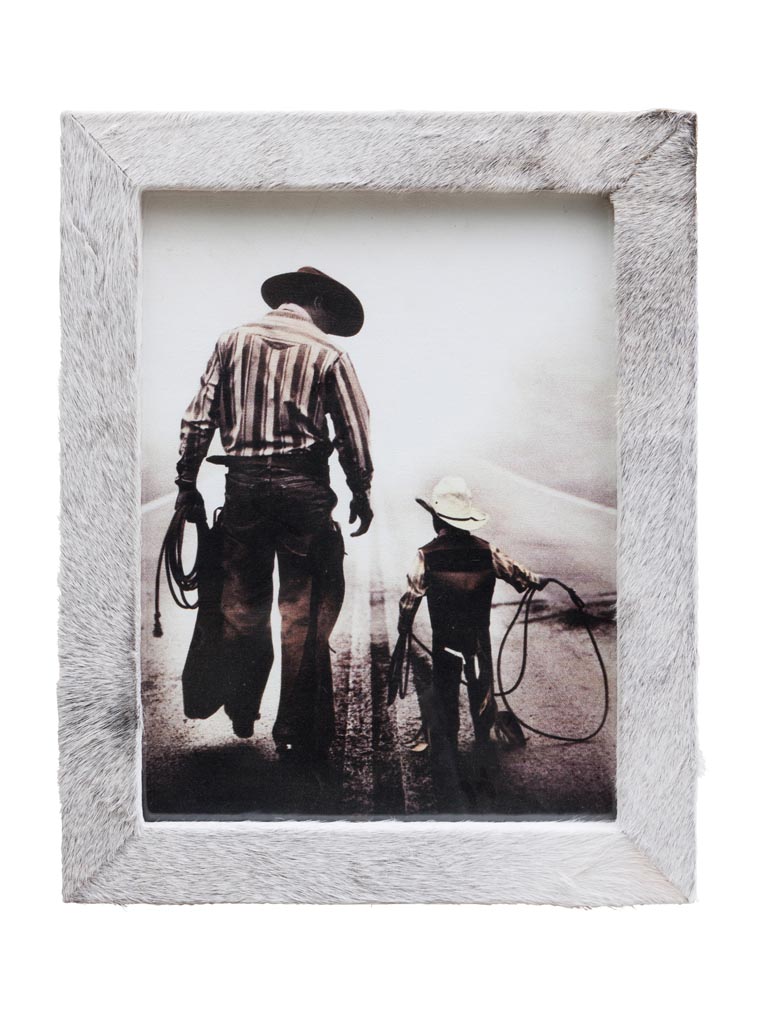 Extra large grey cowhide photo frame - 2
