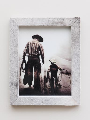 Extra large grey cowhide photo frame