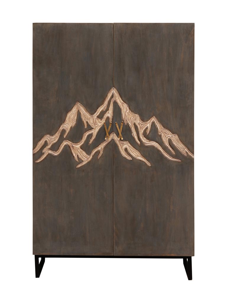 Armoire Montagne gravée & poignées ski - 2