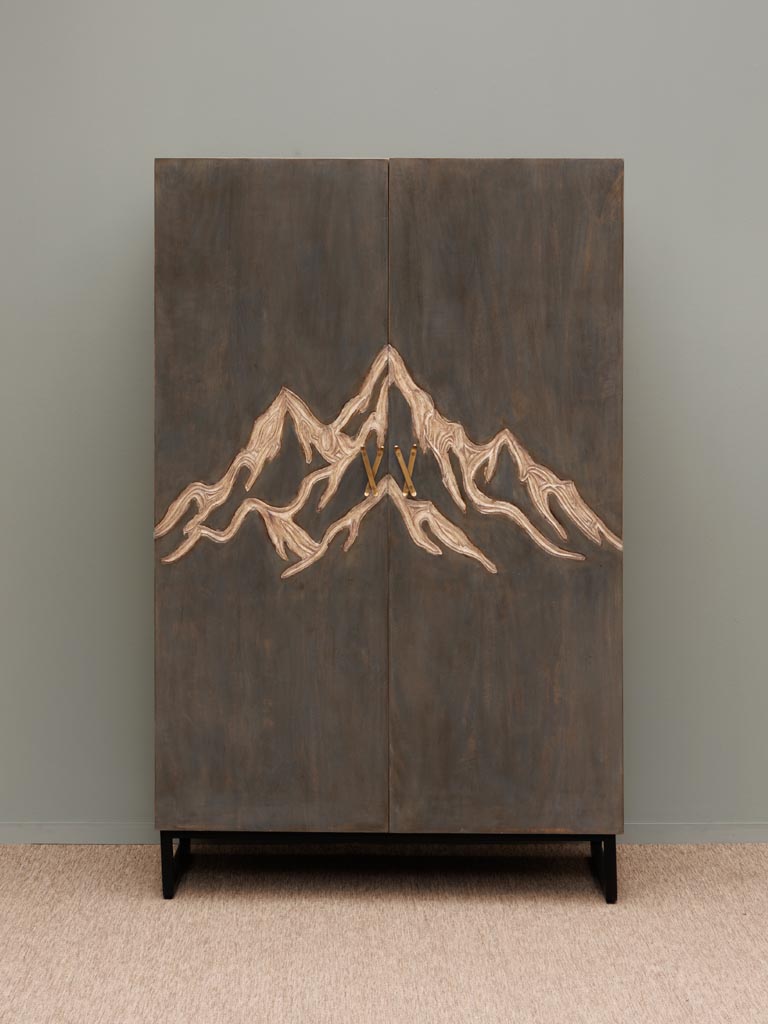 Armoire Montagne gravée & poignées ski - 1