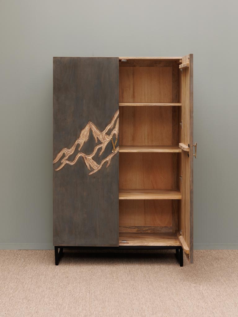 Armoire Montagne gravée & poignées ski - 4