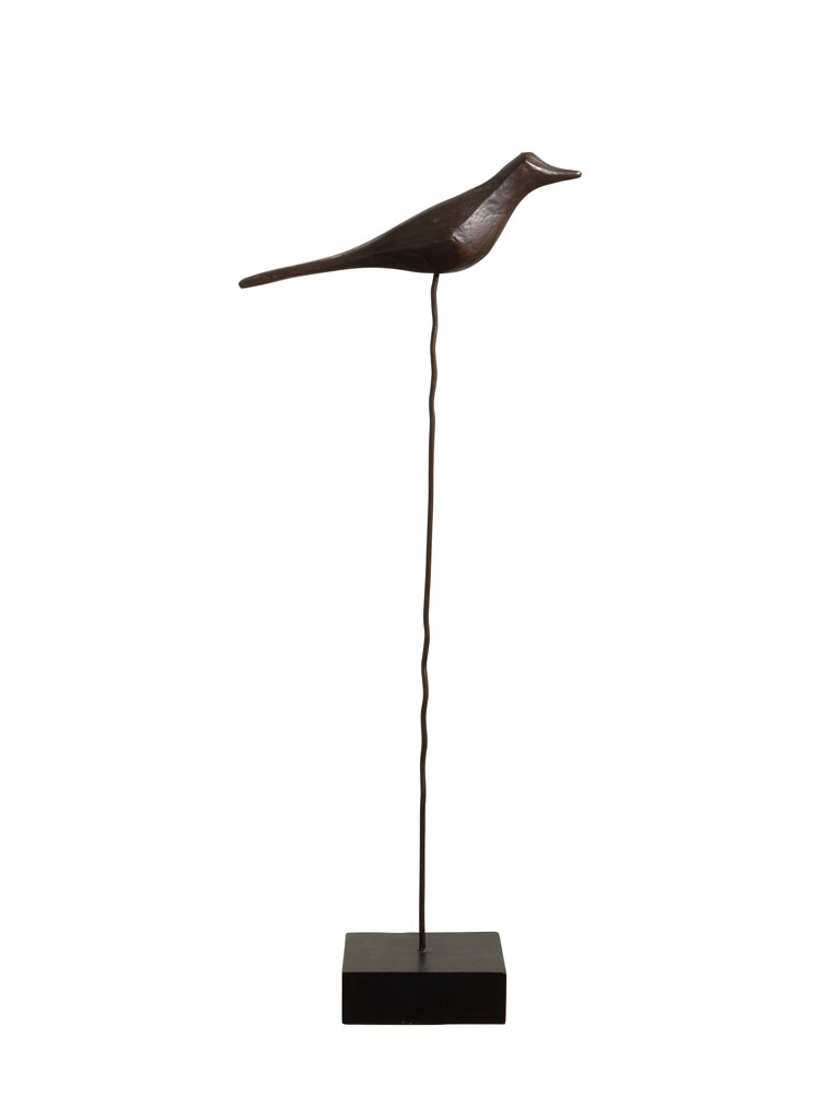 Oiseau bois sculpté sur tige - 2