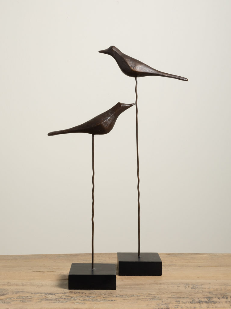 Oiseau bois sculpté sur tige - 4