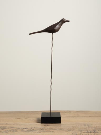 Oiseau bois sculpté sur tige