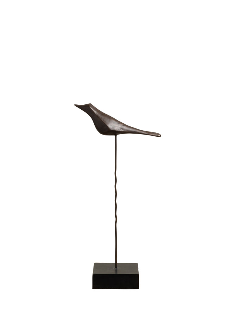 Oiseau en bois sculpté sur tige - 2