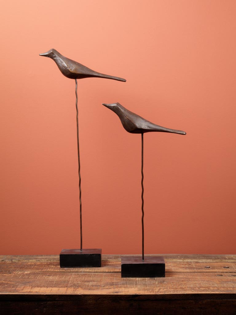 Oiseau en bois sculpté sur tige - 3