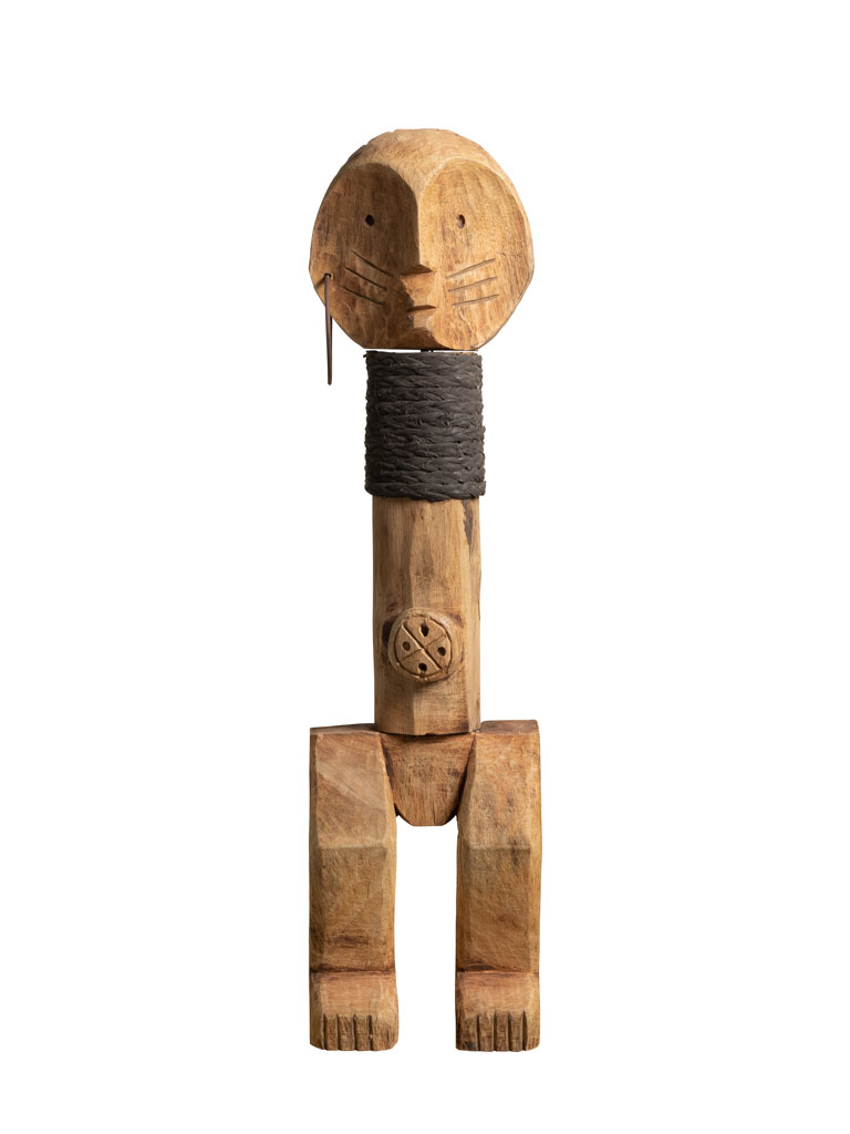 Personnage sculpté en bois et anneau - 2