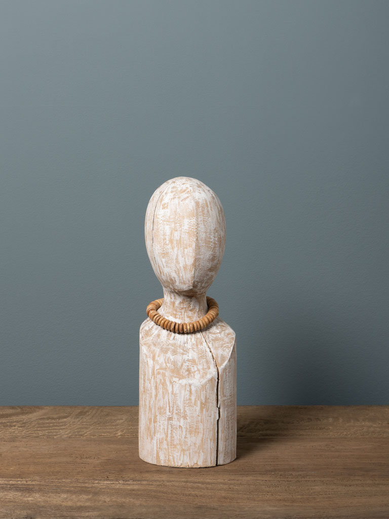 Small female bust log with necklace - 1