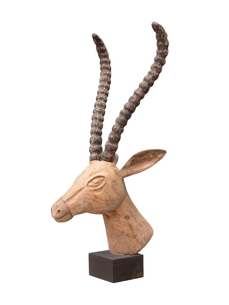 Grande tête de gazelle bois sculpté - 2