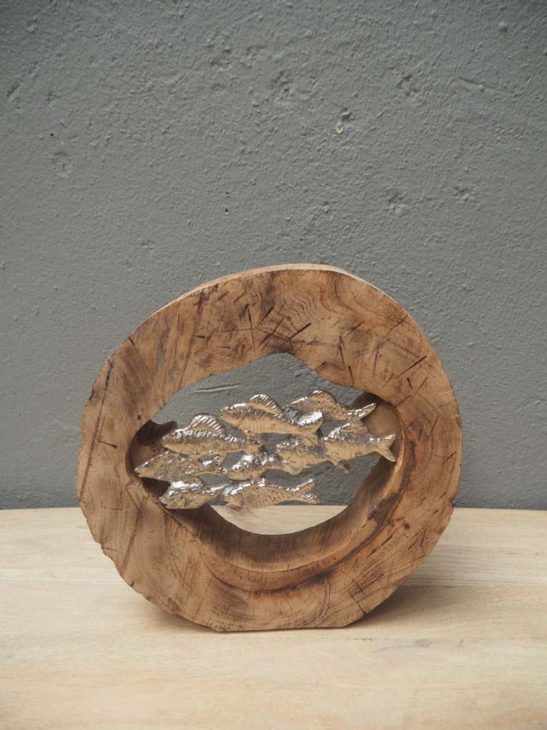Decorative school of fish in log - 1