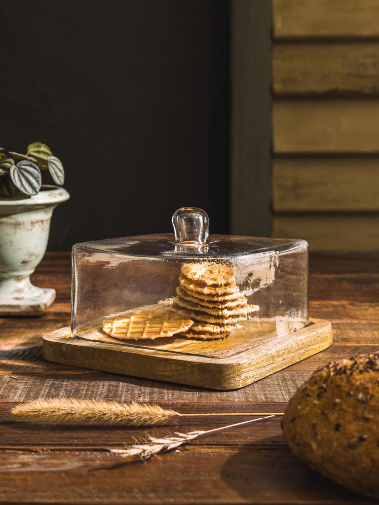 Square plate with glass cover - 1