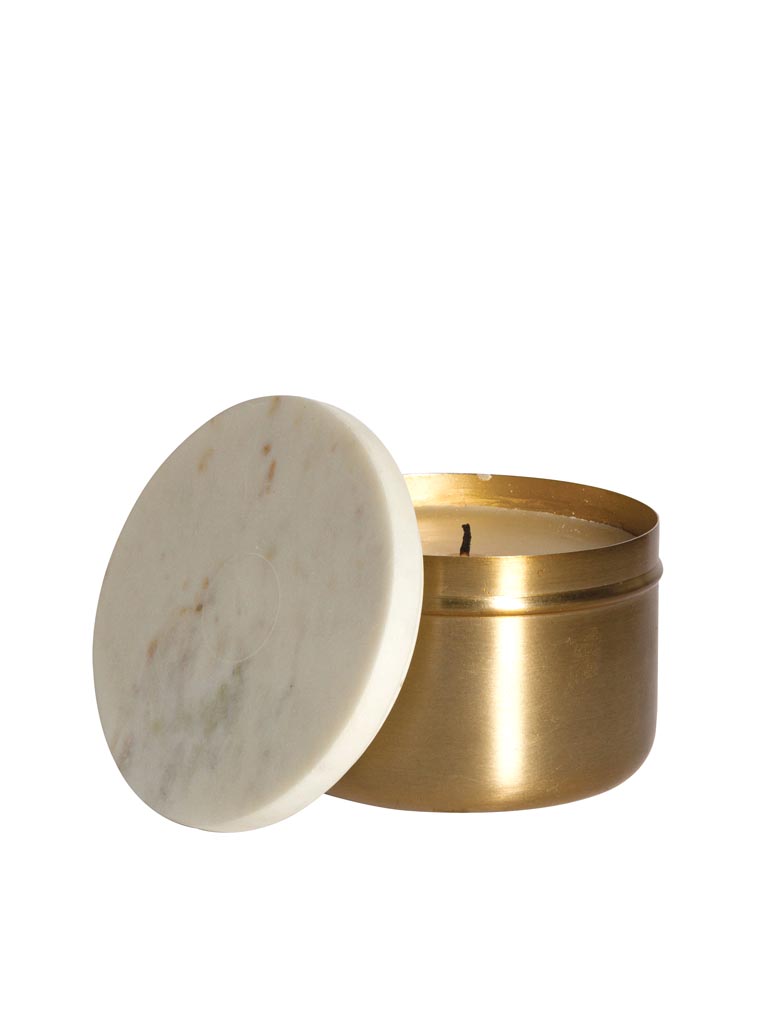 Small candle box brass and marble - 2