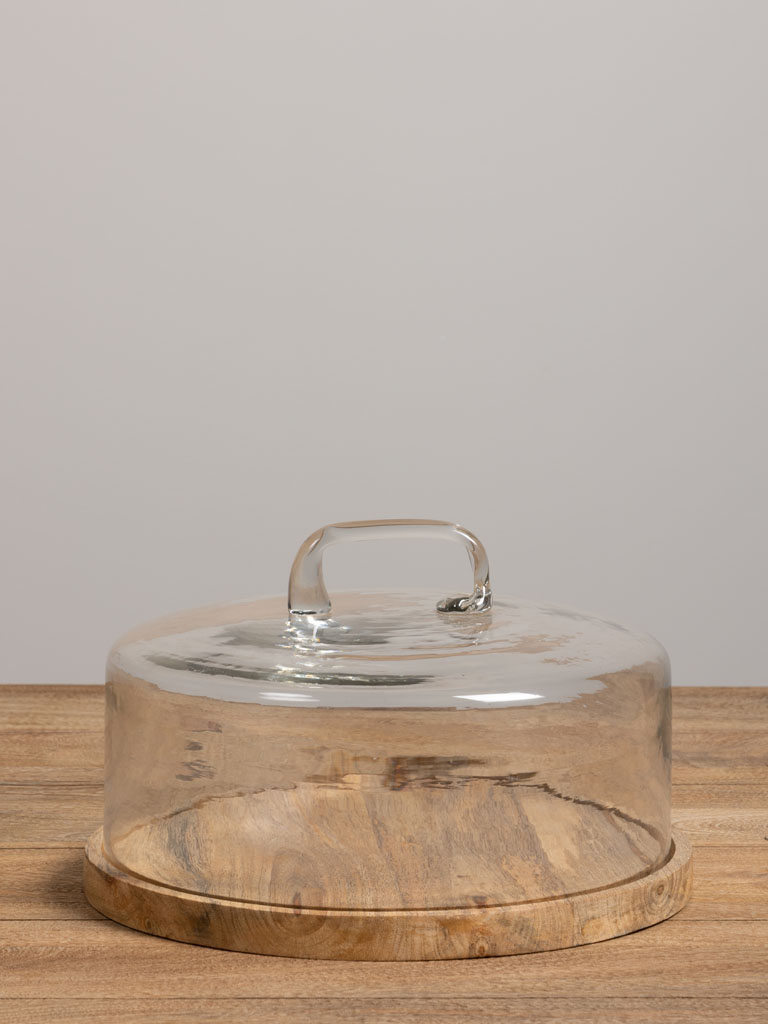 Plateau rond cloche et anse artisanale - 1