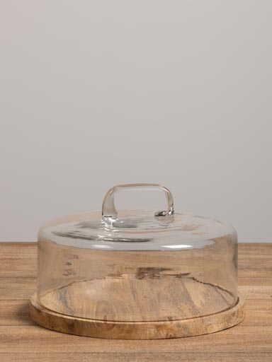 Plateau rond cloche et anse artisanale