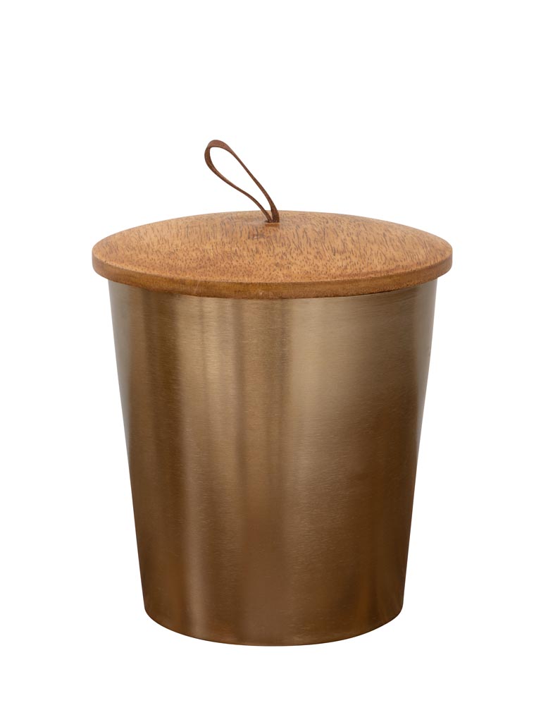 Soy wax candle in brass pot with wooden lid - 2