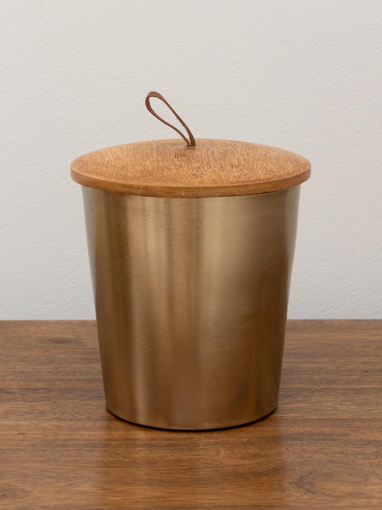 Soy wax candle in brass pot with wooden lid - 3