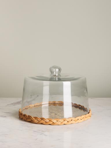 Round tray with glass cover Country
