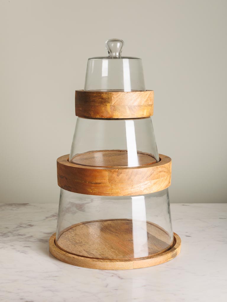 S/3 stackable dishes with covers - 1