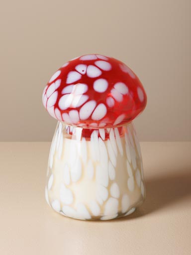 Candle in mushroom glass box