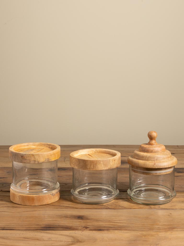 S/3 bocaux empilables bois naturel - 4
