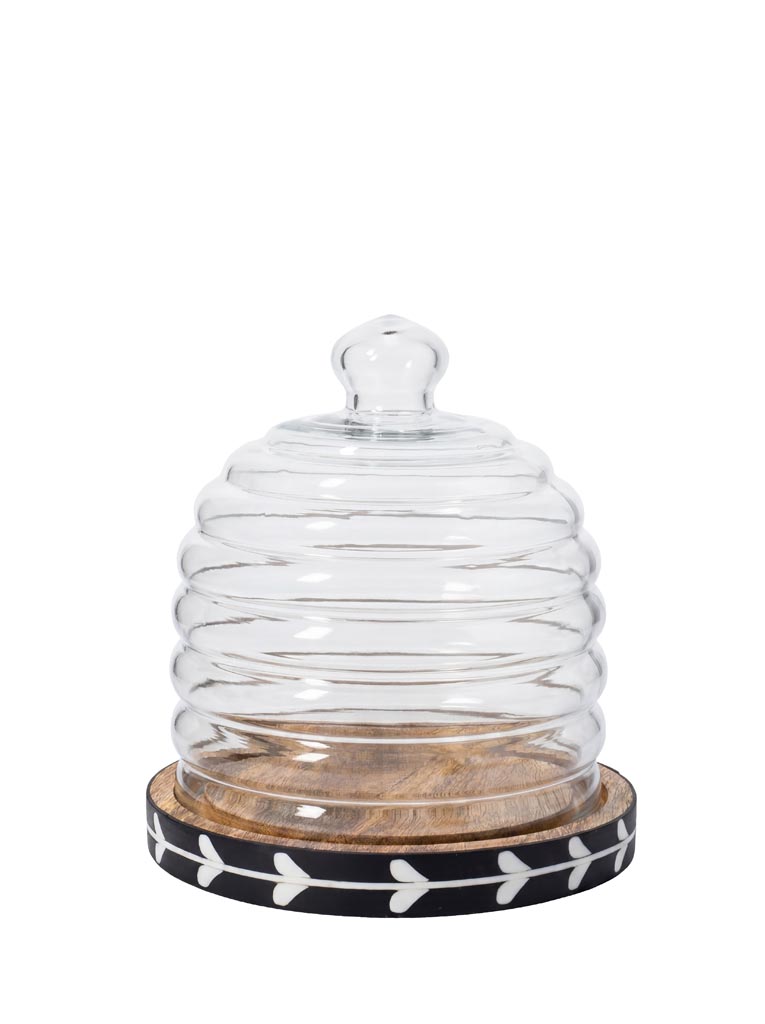 Plateau feuillage noir & cloche verre Sylve - 2