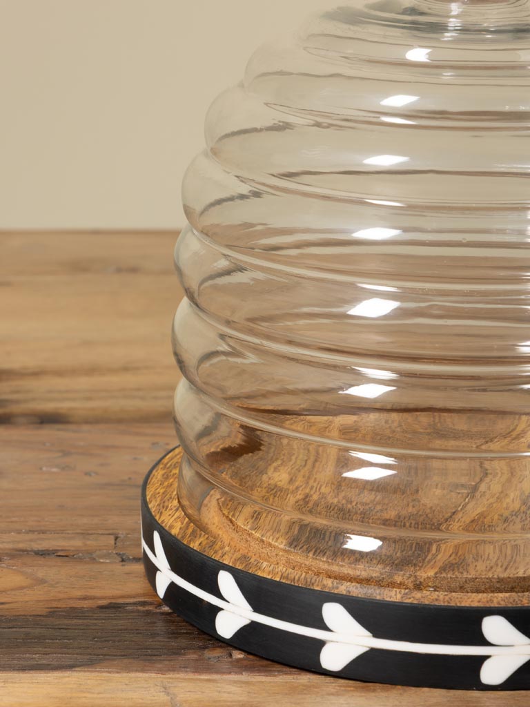 Plateau feuillage noir & cloche verre Sylve - 3