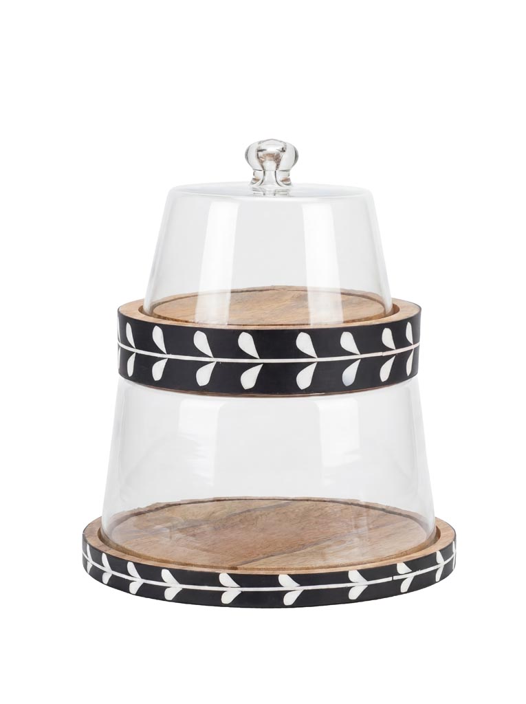 S/2 plateaux empilables noirs & cloche verre Sylve - 2