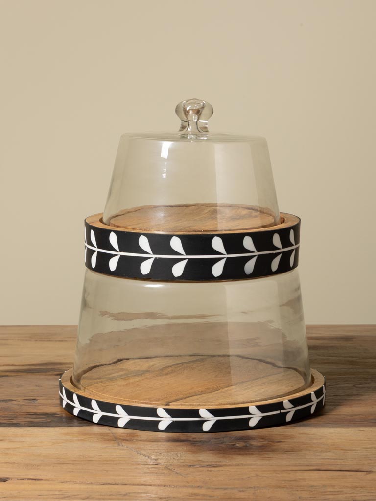 S/2 plateaux empilables noirs & cloche verre Sylve - 1