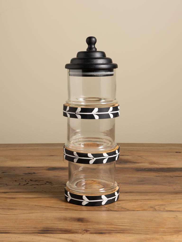 S/3 stackable jars black trays Sylve - 1