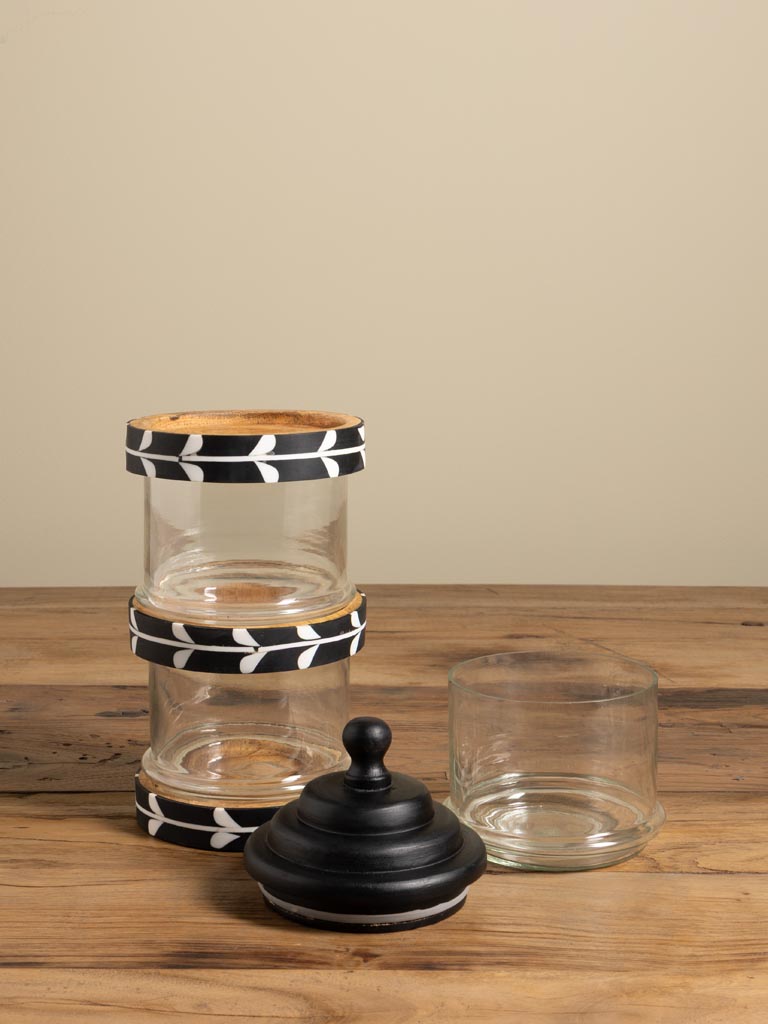 S/3 stackable jars black trays Sylve - 4