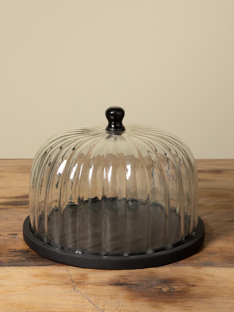Black round tray with cover Pumkin - 1