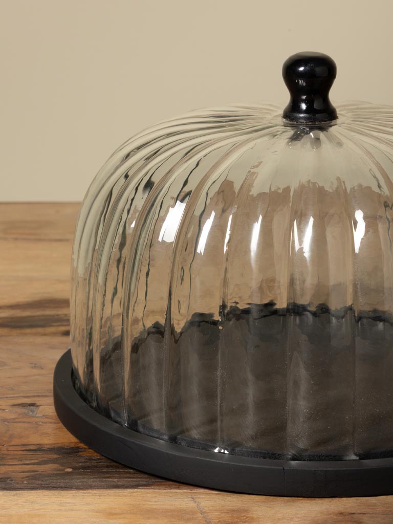 Black round tray with cover Pumkin - 3