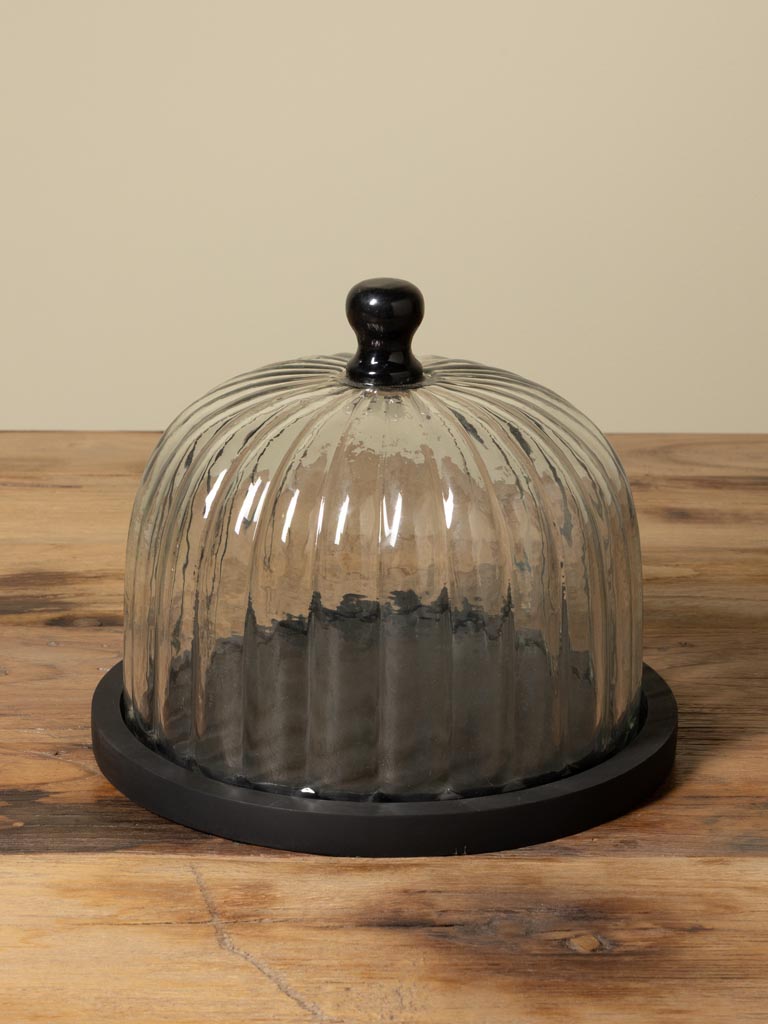Small black round tray with cover Pumkin - 1