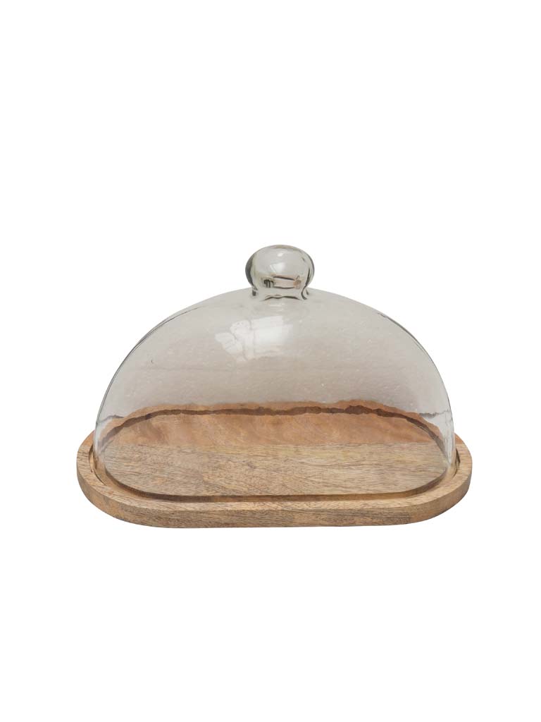 Oval wooden cake plate with cover - 2