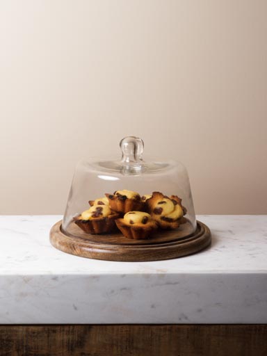 Wooden tray with glass cover