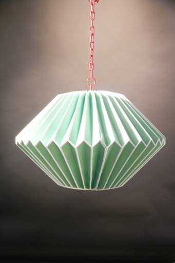 Green paper hanging lamp "Origami".