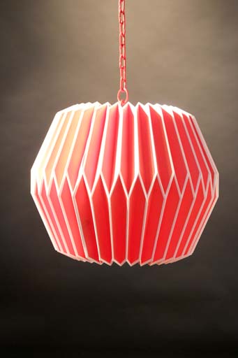 Red paper hanging lamp "Origami".